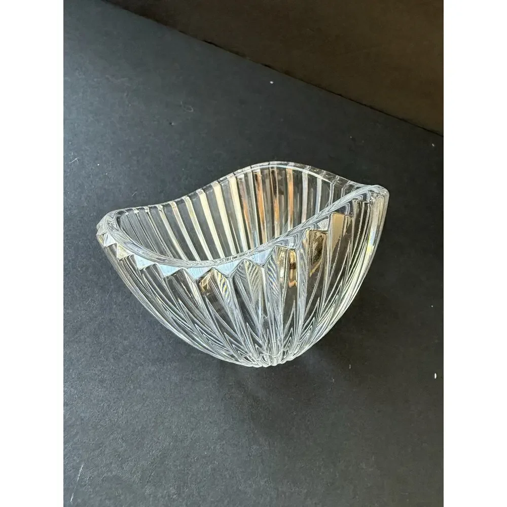 Vintage Marquis Waterford 4” Ribbed Crystal Bowl Wavy Rim Edge Trinket Dish MCM